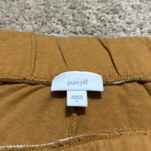 Pure Jill Golden cotton linen wide leg pocketed pants large - Picture 2 of 5